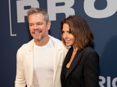 Matt Damon and wife Luciana Barroso congratulate his No Sudden Move and Ocean’s heist trilogy co-star Don Cheadle on his Broadway debut in Proof.