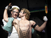 Luke Evans as Frank-N-Furter and Josh Rivera as Rocky in The Rocky Horror Show.