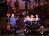 Charlie Pollock as George Wilson, Corbin Bleu as Nick Carraway, Linedy Genao as Myrtle Wilson and John Behlmann as Tom Buchanan in The Great Gatsby.