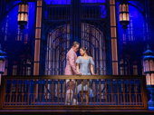 Reeve Carney as Jay Gatsby and Eva Noblezada as Daisy Buchanan in The Great Gatsby.