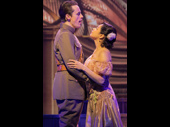 Reeve Carney as Jay Gatsby and Eva Noblezada as Daisy Buchanan in The Great Gatsby.