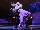 Eva Noblezada as Daisy Buchanan and Reeve Carney as Jay Gatsby in The Great Gatsby.