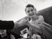 Lesley Manville is all smiles following her first Tony win for Oedipus.