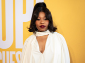 The Whoopi Monologues star Dominique Fishback makes a bold sartorial statement for the production’s opening night.