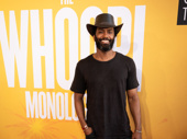 Attending opening night of The Whoopi Monologues, Joe Turner's Come and Gone star Joshua Boone sports an all-black ensemble.