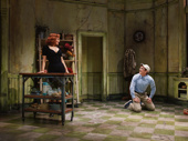 Betsy Wolfe as Audrey and Ethan Slater as Seymour in Little Shop of Horrors.