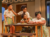 Jordan Rice as Mercy, Denée Benton as Paulina, Nia Otchere-Sarfo as Gifty and Erin Morton as Nana in School Girls; Or, The African Mean Girls Play.