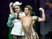 Jake Shears as Dr. Frank-N-Furter and Jimin Moon as Rocky in The Rocky Horror Show.