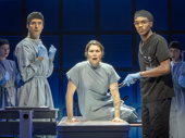 Drew Gehling as Dr. Breva, Heidi Blickenstaff as Claire, Nick T. Daly as Simon Lamar and the cast of The Heart.