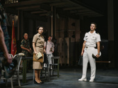 Krysta Rodriguez as Lt. Commander Joanne Galloway and Tom Blyth as Lt. J.G. Daniel A. Kaffee in A Few Good Men.
