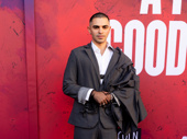 Before literally serving on stage, Drew Elhamalawy gives fashionista at the opening night of A Few Good Men.