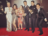 The Grease: Live cast's got chills, they're multiplyin'! Stars Julianne Hough, Vanessa Hudgens, Kether Donohue, Jordan Fisher, David Del Rio and Carlos PenaVega celebrate the spectacular broadcast's four Creative Arts Emmy wins.(Photo: Instagram.com/juleshough)