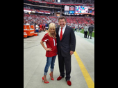 One nation under Cheno, with liberty and belting for all! Broadway fave Kristin Chenoweth kicked off 2016's NFL season by singing the National Anthem at the Patriots/Cardinals game on September 11. She snapped a pic with Arizona Cardinals executive Michael Bidwell.(Photo: Twitter.com/KChenoweth)