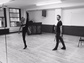 "Hocha!" or "Hi-yah"? Either way, Chicago's soon-to-be Roxie (a.k.a. Veronica Dunne) has got those high kicks down as she hits the rehearsal room with dance coach David Bushman. Dunne begins performances on October 17.(Photo: Twitter.com/veronica_dunne) 