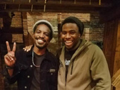 Shake it like a polaroid picture! Former Outkast fave and rap trailblazer André 3000 snaps a pic with Hamilton's resident rhyme-spitter Okieriete Onaodowan.(Photo: Instagram.com/oaksmash)