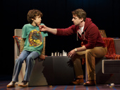 Anthony Rosenthal as Jason and Christian Borle as Marvin in Falsettos. 