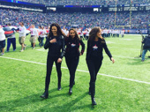 And they just happen to be in the greatest city in the world! What's more New York than Hamilton's Schuyler Sisters Mandy Gonzalez, Jasmine Cephas Jones and Lexi Lawson singing the National Anthem at a Giants game?(Photo: Instagram.com/jazzy_joness)
