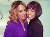 Two dynamos and performance divas! The Color Purple's lily of the field Jennifer Holliday receives a visit from the titanic Angela Bassett.(Photo: Instagram.com/jenniferhollidaydreamgirl)  