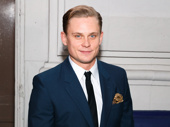 Broadway hunk Billy Magnussen attends the opening night of The Front Page.