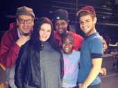 And inside, the squad gets together after rehearsing "Run and Tell That." Associate Musical Director Michael Orland and Hairspray Live! stars Maddie Baillio, Ephraim Sykes, Shahadi W. Joseph and Garrett Clayton get together.(Photo: Twitter.com/MaddieBaillio)    
