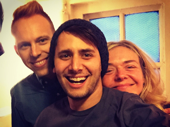 Tech snuggles! The Dear Evan Hansen family has officially moved into the Music Box Theatre. Music masterminds Justin Paul and Benj Pasek snap a sweet pic with star Rachel Bay Jones.(Photo: Twitter.com/pasekandpaul)
