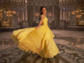 Fairy tales do come true! Emma Watson glides across the ballroom in Belle's gorgeous gown in Beauty and the Beast.(Photo: Disney)