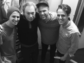 Spotted: Andrew Lloyd Webber hangs backstage with Dear Evan Hansen music makers Benj Pasek and Justin Paul as well as scribe Steven Levenson.(Photo: Instagram.com/pasekandpaul)