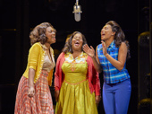 Ibinabo Jack as Lorrell Robinson, Amber Riley as Effie White and Liisi LaFontaine as Deena Jones in Dreamgirls. 