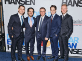 Opening night has finally arrived for Dear Evan Hansen’s composer and lyricist Benj Pasek, music supervisor Alex Lacamoire, director Michael Greif, scribe Steven Levenson and composer and lyricist Justin Paul.