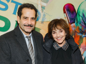 The Band's Visit star Tony Shalhoub and his wife Brooke Adams attend the off-Broadway opening of The Babylon Line.