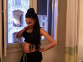 Awww! Hamilton Tony winner Leslie Odom Jr. snapped this pic of his wife Nicolette Robinson proudly displaying her beautiful baby belly. They are expecting their first child.(Photo: Instagram.com/nicolettekloe)