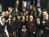 They're all in the band! The School of Rock and Cats casts strike a pose prior to filming their epic Andrew Lloyd Webber mash-up with the Phantom of the Opera family.(Photo: Instagram.com/sormusical) 