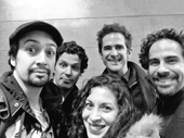 Looks like there's a Hamilton Cabinet meeting going on across the pond! Mastermind Lin-Manuel Miranda, director Thomas Kail, stage alum and associate choreographer Stephanie Klemons, choreographer Andy Blankenbuehler and music director Alex Lacamoire unite to catch Amadeus at the National Theatre.(Photo: Twitter.com/Lin_Manuel)