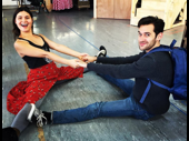 These two are magnifique! Amélie stars Phillipa Soo and Adam Chanler-Berat stretch it out in rehearsal.(Photo: Twitter.com/AmelieBroadway)