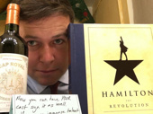 Looks like Rory O'Malley left his successor some swag! Hamilton's new King George Taran Killam snaps a silly selfie with his loot.(Photo: Instagram.com/tarzannoz)