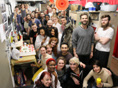 What, no vodka? All right, cake will have to do. Josh Groban, Denée Benton and the cast of The Great Comet celebrate 100 performances at the Imperial Theatre.(Photo: The Great Comet)
