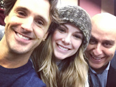 This golden trio is all smiles for their Broadway debut in Sunset Boulevard! Michael Xavier, Siobhan Dillon and Fred Johanson snap a selfie.(Photo: Twitter.com/michaelxavierUK)