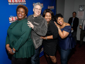 Original Newsies star Capathia Jenkins, scribe Harvey Fierstein and Newsies tour standouts Aisha de Haas and Angela Grovey get silly on the red carpet.
