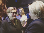 She's with her! Sunset Boulevard's conductor Kristen Blodgette is emotional upon meeting Hillary Clinton.(Photo: Instagram.com/llmcclell)
