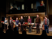 The cast of If I Forget, including Tasha Lawrence, Larry Bryggman, Maria Dizzia, Jeremy Shamos, Kate Walsh, Gary Wilmes and Seth Steinberg, takes their opening night curtain call.