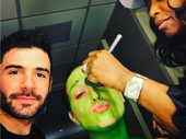 Look who’s reunited! Broadway fave Adam Kantor watches his former Fiddler on the Roof co-star and current Wicked national tour headliner Jessica Vosk get greenified.(Photo: Instagram.com/adamjkantor)