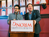 Ready or not! The Play That Goes Wrong producers J.J. Abrams and Kevin McCollum step up to the podium.