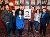 Phantom co-stars rally around James Barbour as he is honored with a Sardi's caricature.