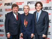 The Public Theater's Artistic Director Oskar Eustis snaps a pic with Joan of Arc: Into the Fire's scribe David Byrne and director Alex Timbers.