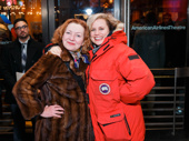 Tony-winning buddies Julie White and Cady Huffman hug it out on the red carpet.