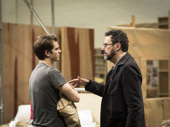 Andrew Garfield also recently got a few tips from the mastermind! Angels in America scribe Tony Kushner chats with Garfield during a rehearsal for the U.K.'s National Theatre production of his show, which begins performances on April 11.(Photo: Helen Maybanks)