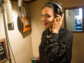 Groundhog Day's Barrett Doss is all smiles as she records the cast album for Groundhog Day.(Photo: Jimmy Asnes/2017 Sony Music Entertainment)
