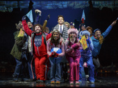 Andy Karl as Phil Connors and the cast of Groundhog Day. 