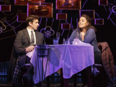 Andy Karl as Phil Connors and Barrett Doss as Rita Hanson in Groundhog Day. 