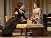 Laura Linney as Regina Giddens and Cynthia Nixon as Birdie Hubbard in The Little Foxes.